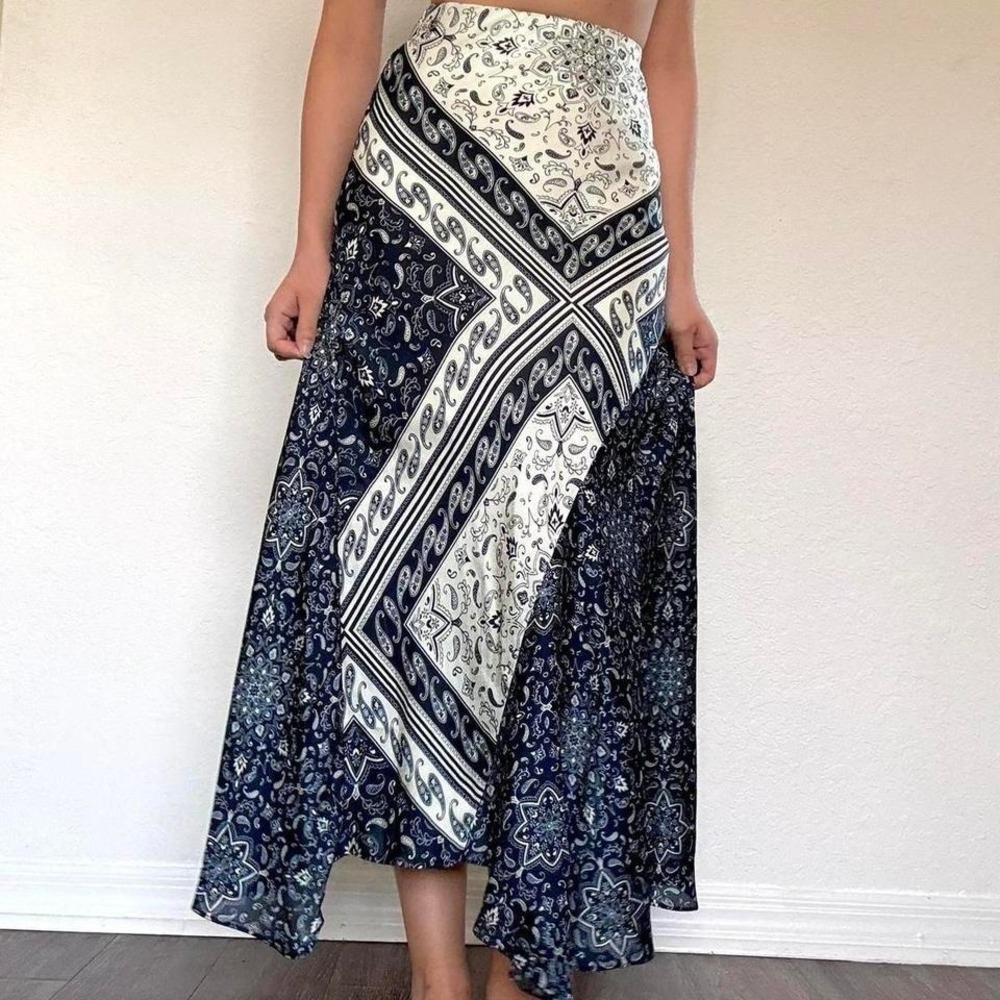Y2K Guess Paisley Asymmetrical Maxi Skirt